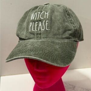 5/$25 Rae Dunn - Green 'Witch Please' Baseball Cap 100% Cotton